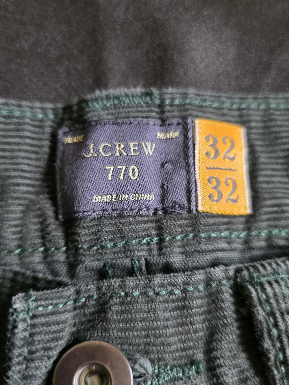 J. Crew 770 Men's Dark Green Corduroy Pants